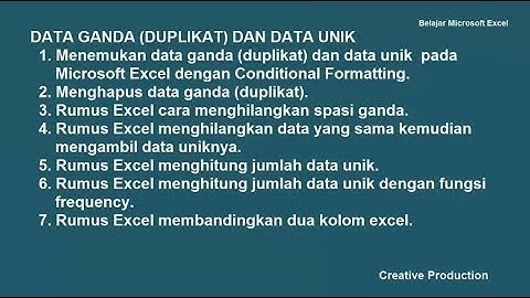 Belajar Microsoft Excel : Menemukan dan Menghapus Data Ganda (Duplikat) atau Data Unik Pada Excel.
