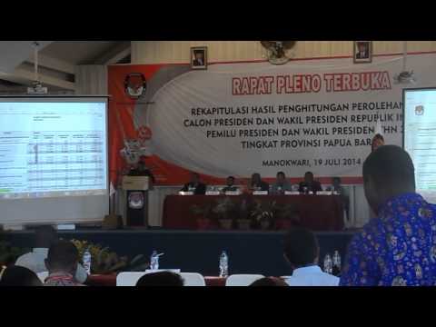 KPU Kota Sorong mempresentasikan hasil rekapitulasi perolehan suara Pilpres 2014 di tingkat KPU Prov