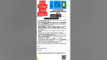 SOF ICSO 2025-26 Question Paper #cyberolympiad #computer #NCO
