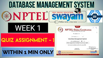 Database Management System - NPTEL || WEEK 1 QUIZ ASSIGNMENT SOLUTION ||