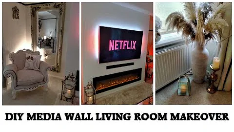 DIY MEDIA WALL LIVING ROOM MAKEOVER - PHILIPS AMBI...