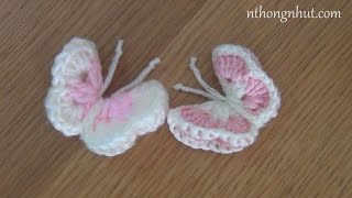 How to Crochet 3D butterfly (Eng sub) I Hướng dẫn móc con bướm kiểu 3D