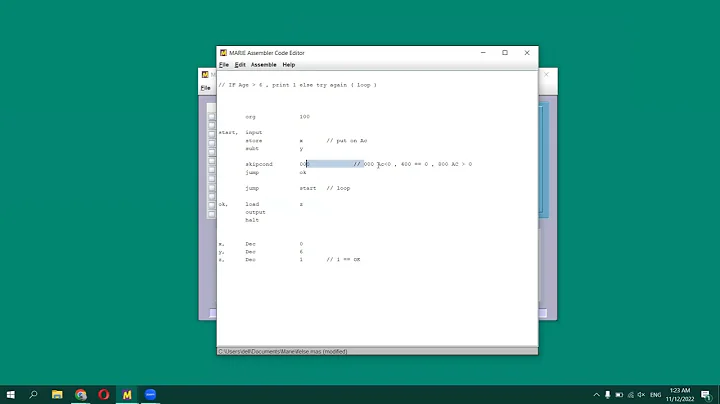 2 -   - Marie Assembly language -if condition , loop