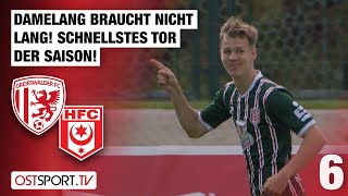 Schnellstes Tor der Saison! Damelang braucht nicht lang: Greifswald - Halle | Regionalliga Nordost