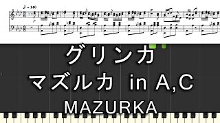 ピアノ小品 18 グリンカ マズルカ in A&C