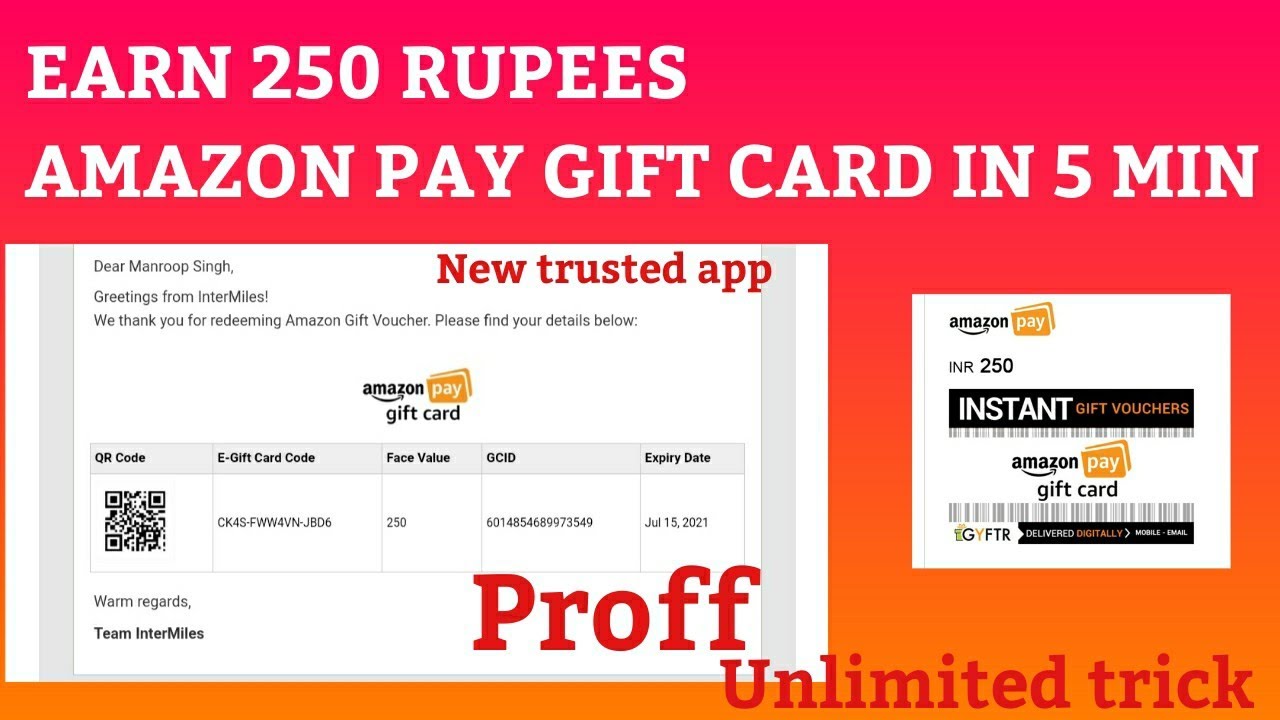 Earn 250 Rupees Amazon pay gift card new earning app InterMiles se paise kaise kmaye how to earn
