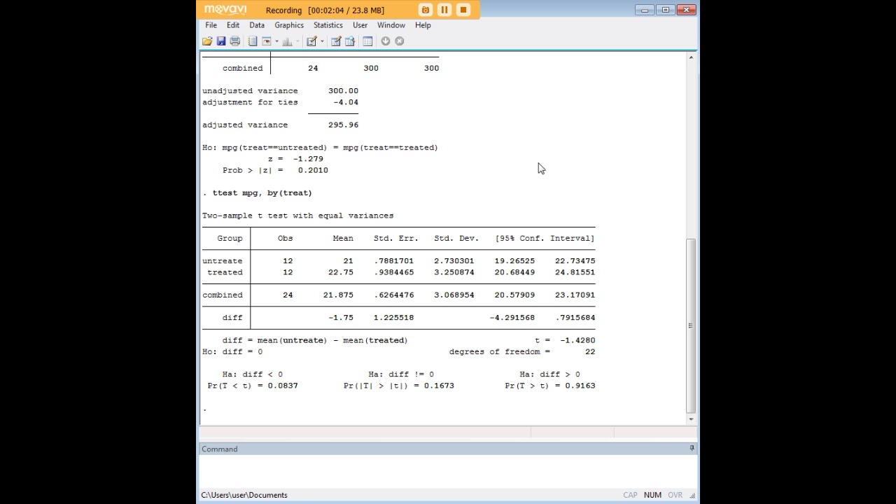 Stata Mwu Test Youtube