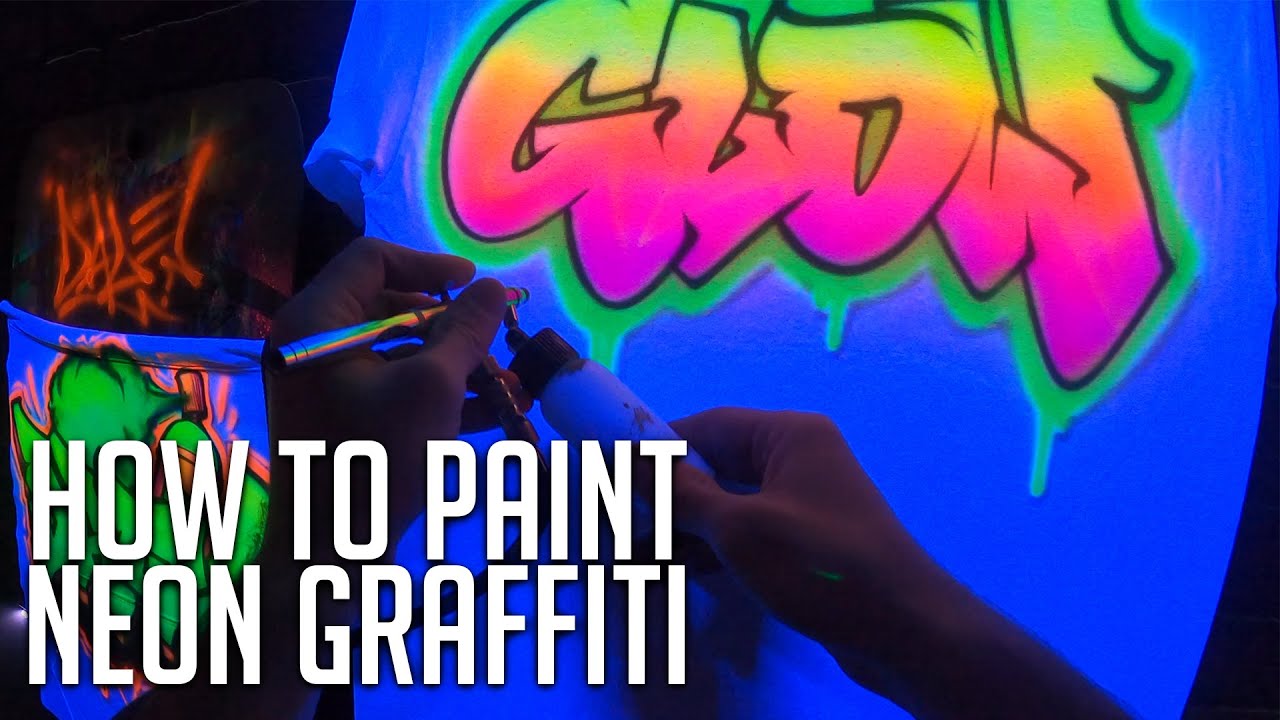 How to Paint GLOW IN THE DARK UV / NEON fluorescent airbrush t shirts 