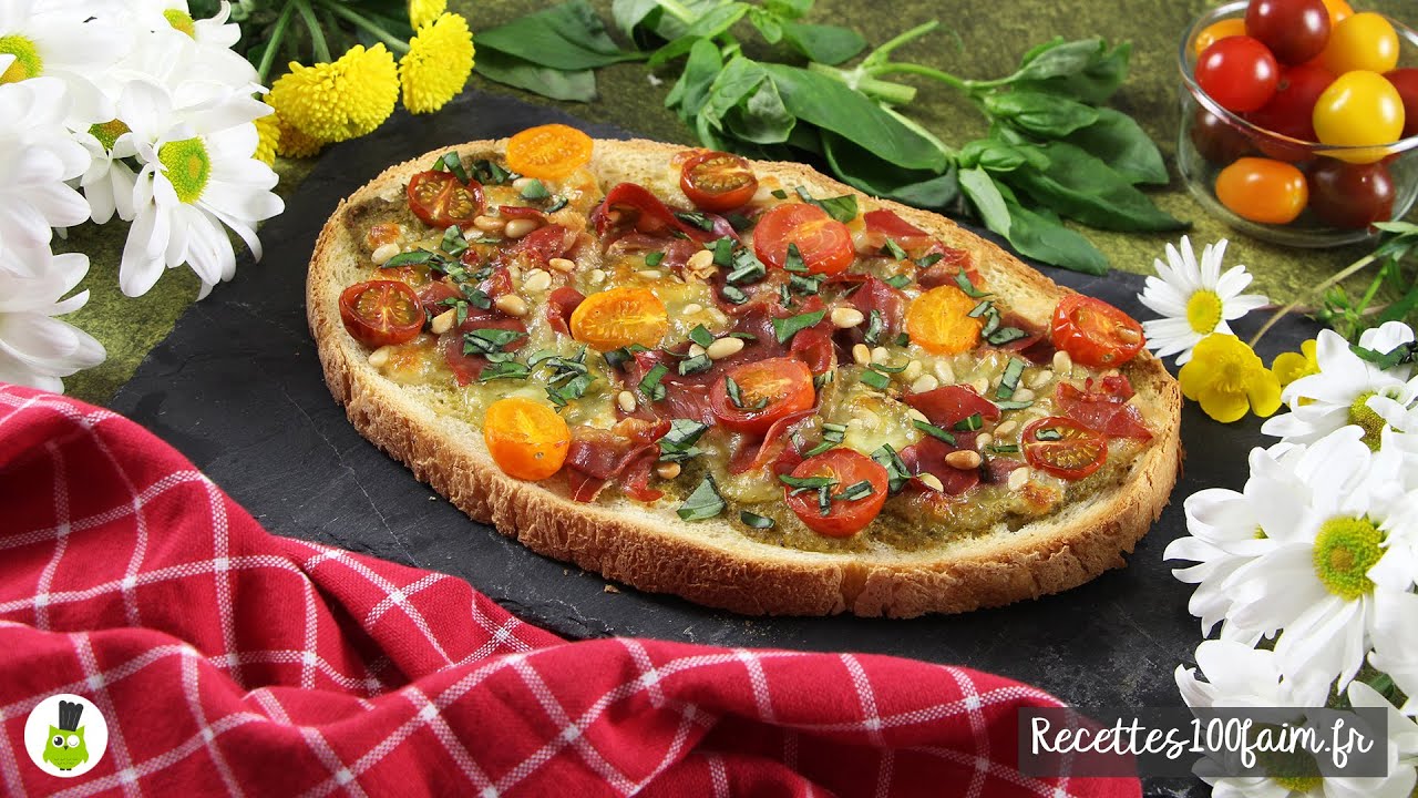 🍅 Bruschetta jambon cru, tomate, pesto & mozzarella