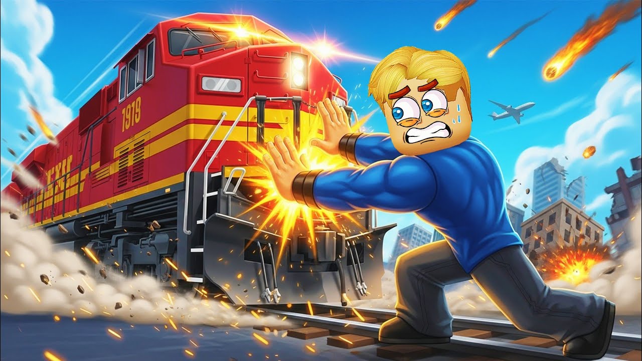 100 لاعب ولكن ❌ ( مين اقوي رجل يستطيع ايقاف القطار 🚆 )  جامد 💪 Roblox 🔥 !!