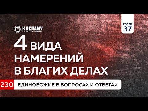 Вопрос 230. Четыре вида намерений в благих делах. Единобожие в вопросах и ответах
