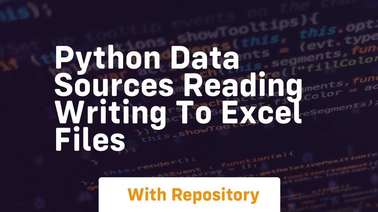 python data sources reading writing to excel files - YouTube