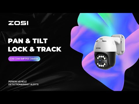 ZOSI C296 5MP PoE Pan and Tilt Security Camera with Person Vehicle Detection&Smart Alerts