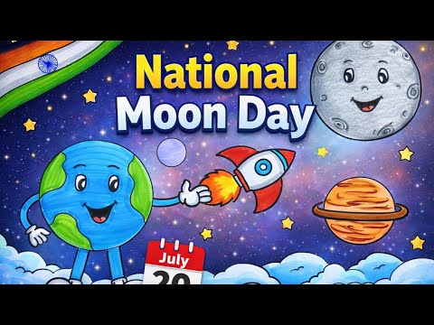 National Moon Day Drawing | Chandra Dinam Poster Drawing malayalam | National Moon Day Poster 2026