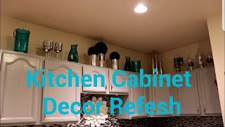 How I decorated above my kitchen cabinets. A refresh