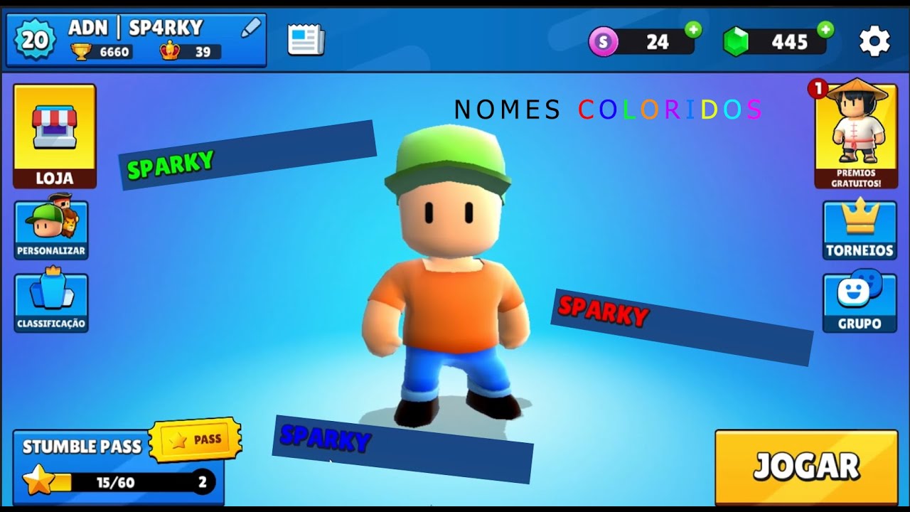 TUTORIAL! COMO DEIXAR NOMES COLORIDOS NO STUMBLE GUYS - YouTube