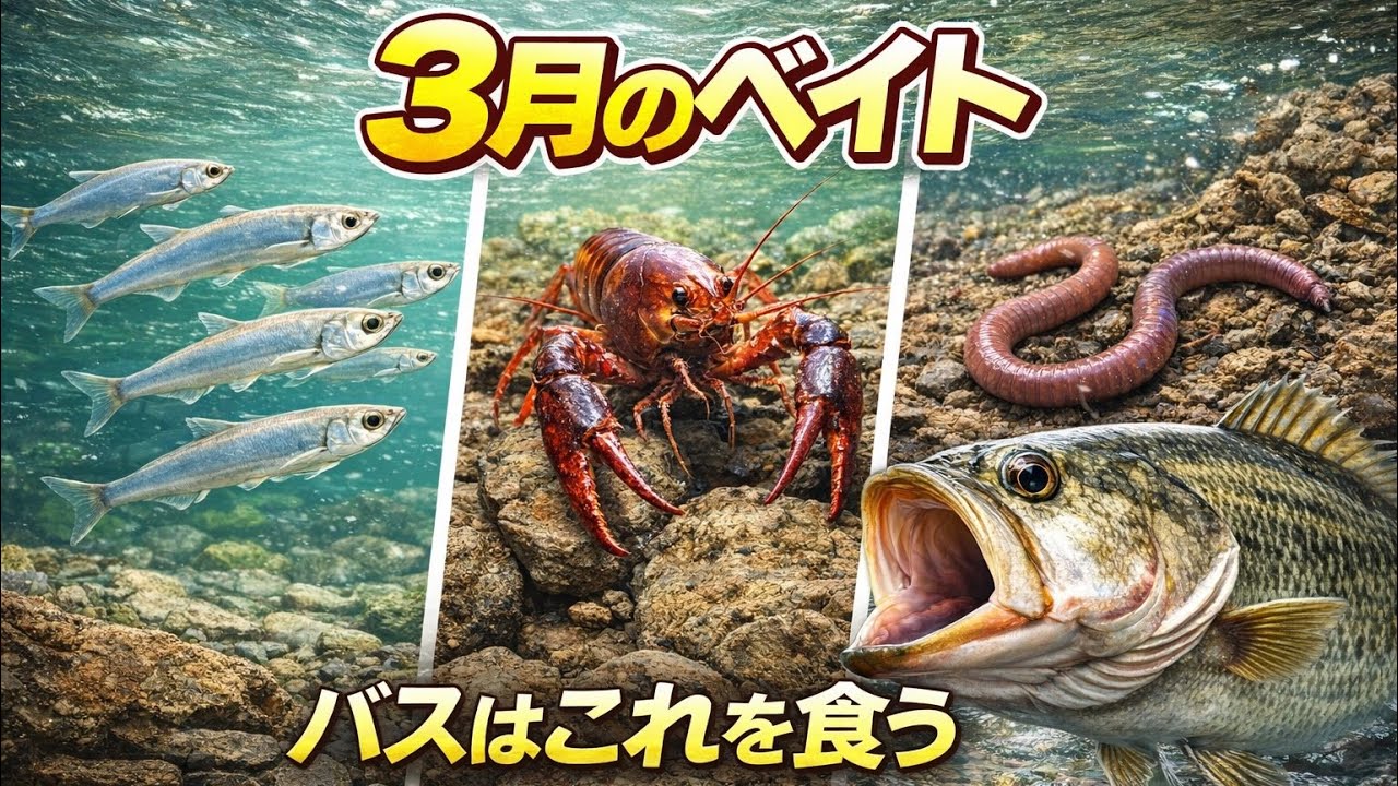 3月バス釣り｜ベイトで考える春の攻略法【ワカサギ・ザリガニ・ミミズ】