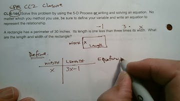 CPM CC2 Chapter 6 Closure #6-144 (Using an equation to solve a word problem)
