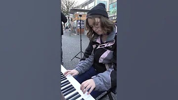 Nervous girl plays RUSH E on piano in public