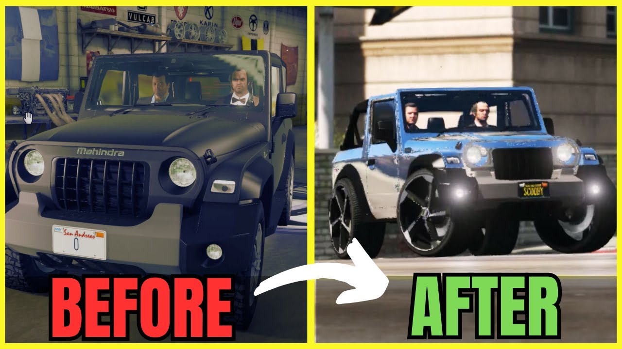 GTA5: 10+ LAKH CHROME WRAP THAR MODIFICATION😱 ll AUDI ALLOY WHEELS ll ONLY ONE IN INDIA 🇮🇳 ll