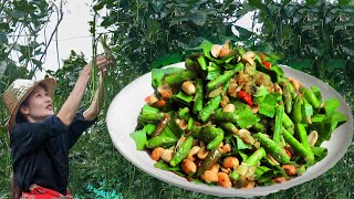 Long bean Salad with smoked fish and Fried Long bean #cooking