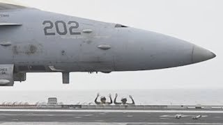 F\/A-18 Hornets CATAPULT LAUNCHED from FLIGHT DECK of the USS THEODORE ROOSEVELT!