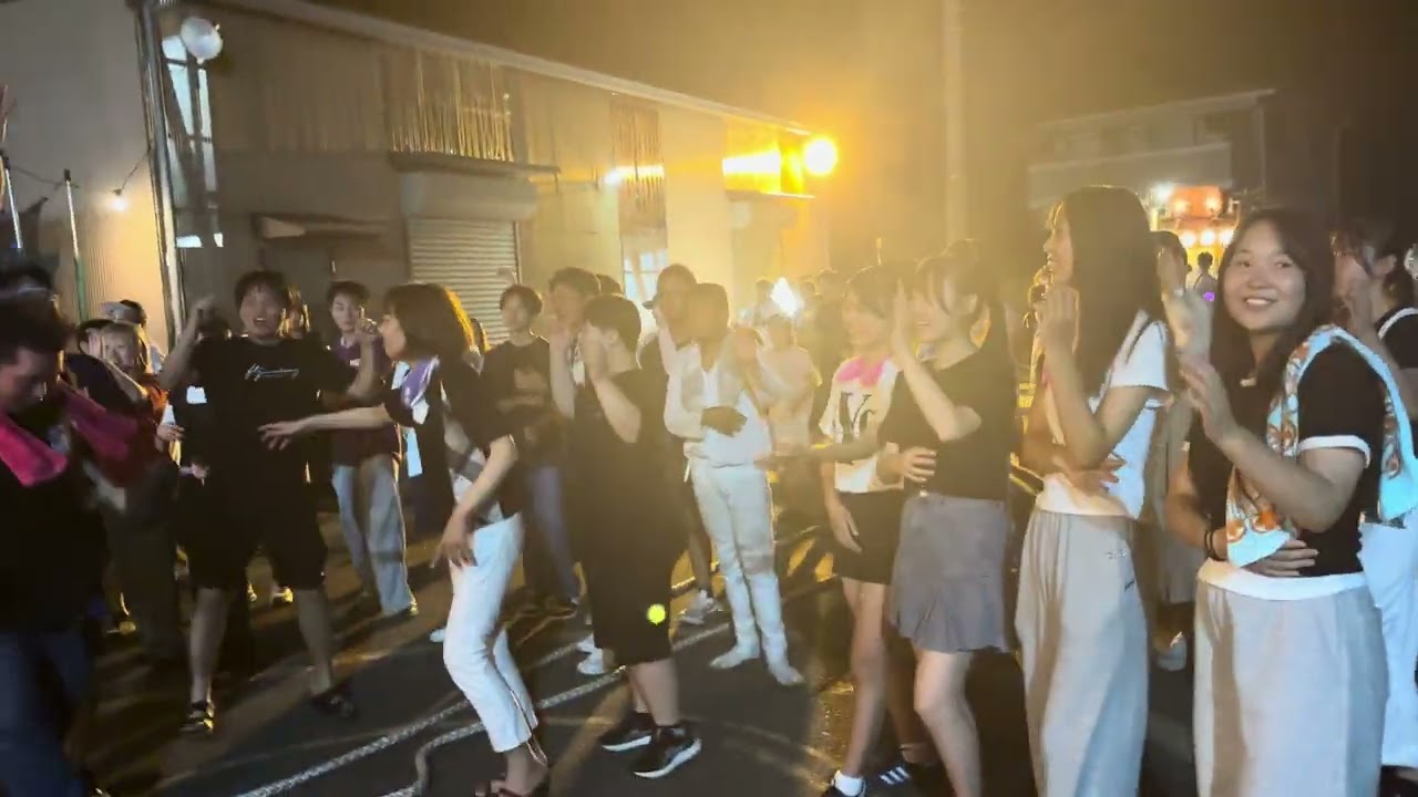 【本川岸】祭り姿じゃなくても、アンバで全員踊り出す若者たち｜子供会祭り（2025/9/14）