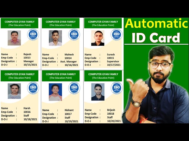 Automatic ID Card using EXCEL Data | ID card in Excel | Advance Excel class=