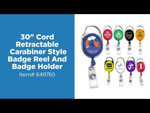 Promotional 30 Cord Retractable Carabiner Style Badge String Reel