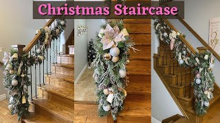 Christmas Staircase Decorating Tips/DIY Christmas Garland/Day 10/ 12 Days Of Christmas