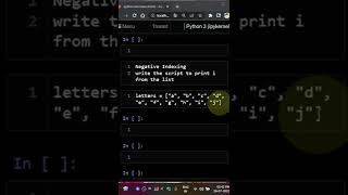 negative indexing exercises python tamil #python #shorts