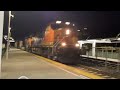 A BNSF with a Montana Rail Link engine helps a nighttime BNSF through Tustin my rare catches 9