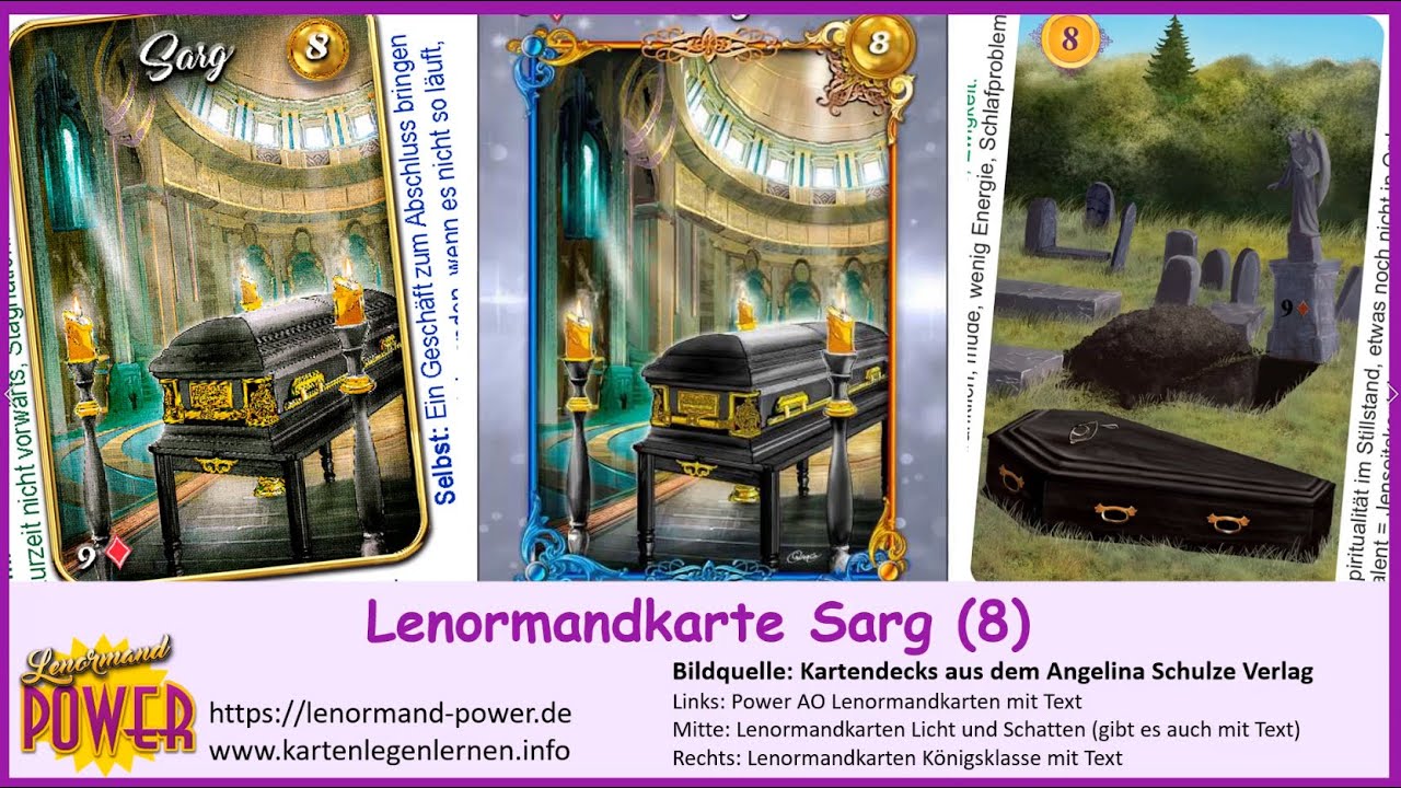 Lenormandkarte Sarg Deutungen und Orakelfrage für DICH
