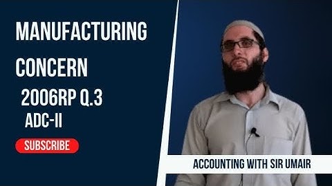 Manufacturing Concern| 2006R Q.3| ADC-II| Accounting with Sir Umair