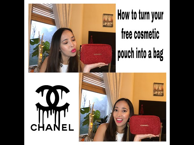 Turn your Chanel free Cosmetic Pouch Into a Bag + What Fit's +