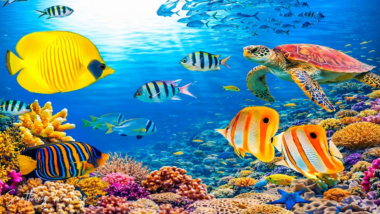 Прекрасная расслабляющая музыка для снятия стресса и улучшения сна 🐠 Подводные тропические рыбки, к