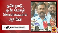 ஒரே நாடு, ஒரே மொழி கொள்கையால் ஆபத்து - தொல். திருமாவளவன் | Thirumavalavan