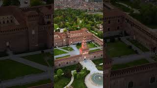 🏰 Sforzesco Castle at Sunset – Aerial View of Milan 🇮🇹 #Milan #Italy #DroneShot #CastelloSforzesco