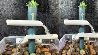 Amazing Waterfall Fountain making at home using PVC Pipe // Water Fountain Craft Idea