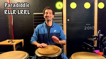Congas technique tutorial - paradiddle RLLR LRRL exercise n.3 - 5min. workout (play along)