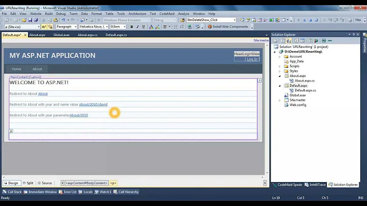 How to do URl Rewriting using Route in Asp.net c# code