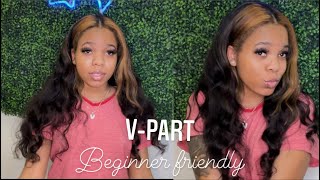 New  V Part wig  install with leave out | beginner friendly | no glue❌ no Gel ❌ no lace  #vpartwig