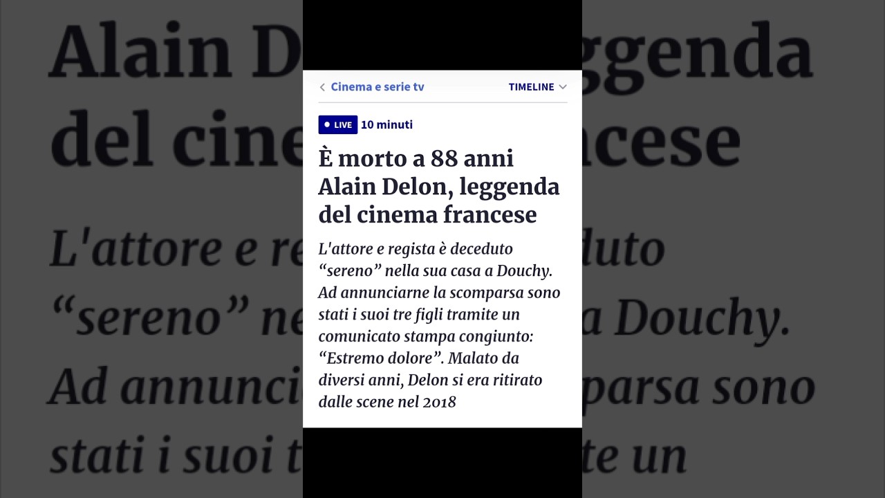 É morto Alain Delon leggenda del cinema francese aveva 88 anni 