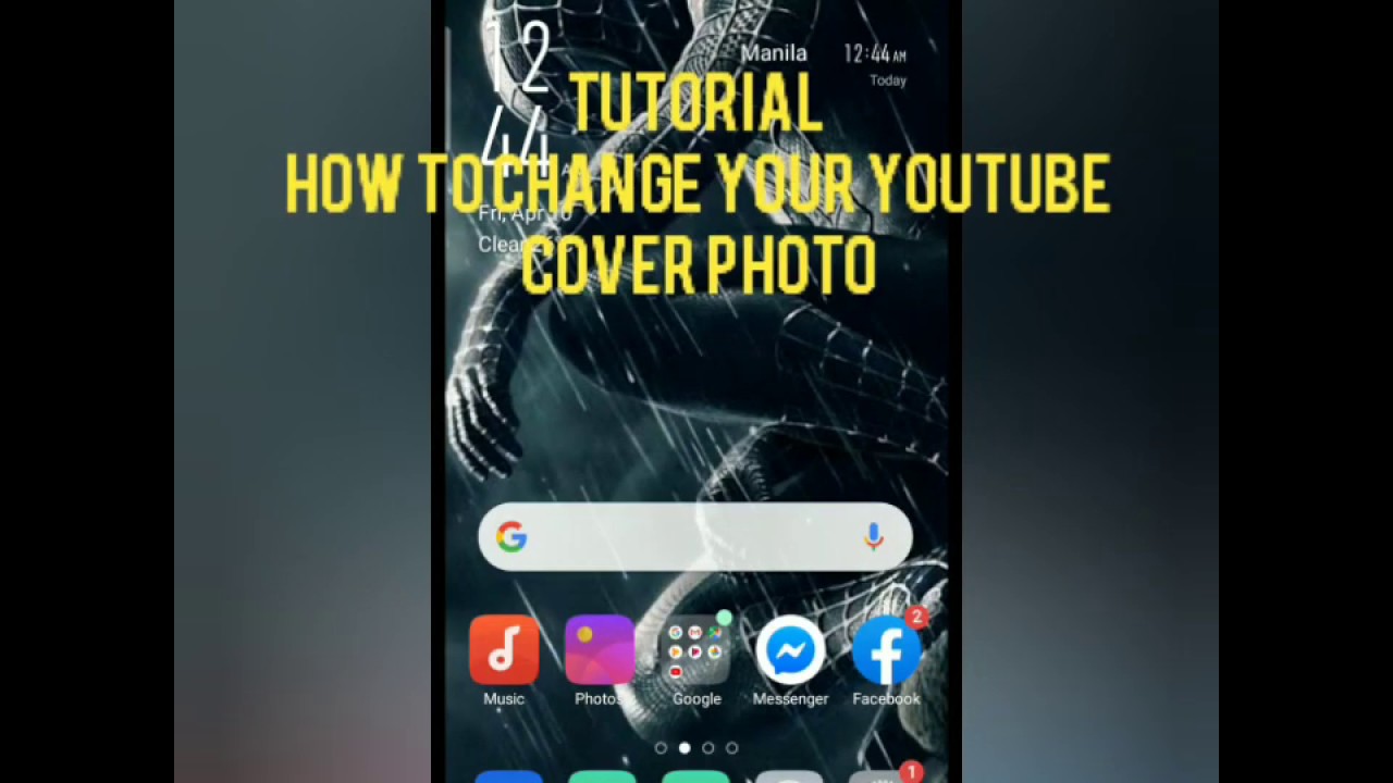 how to change your cover photo in youtube using your android phone 