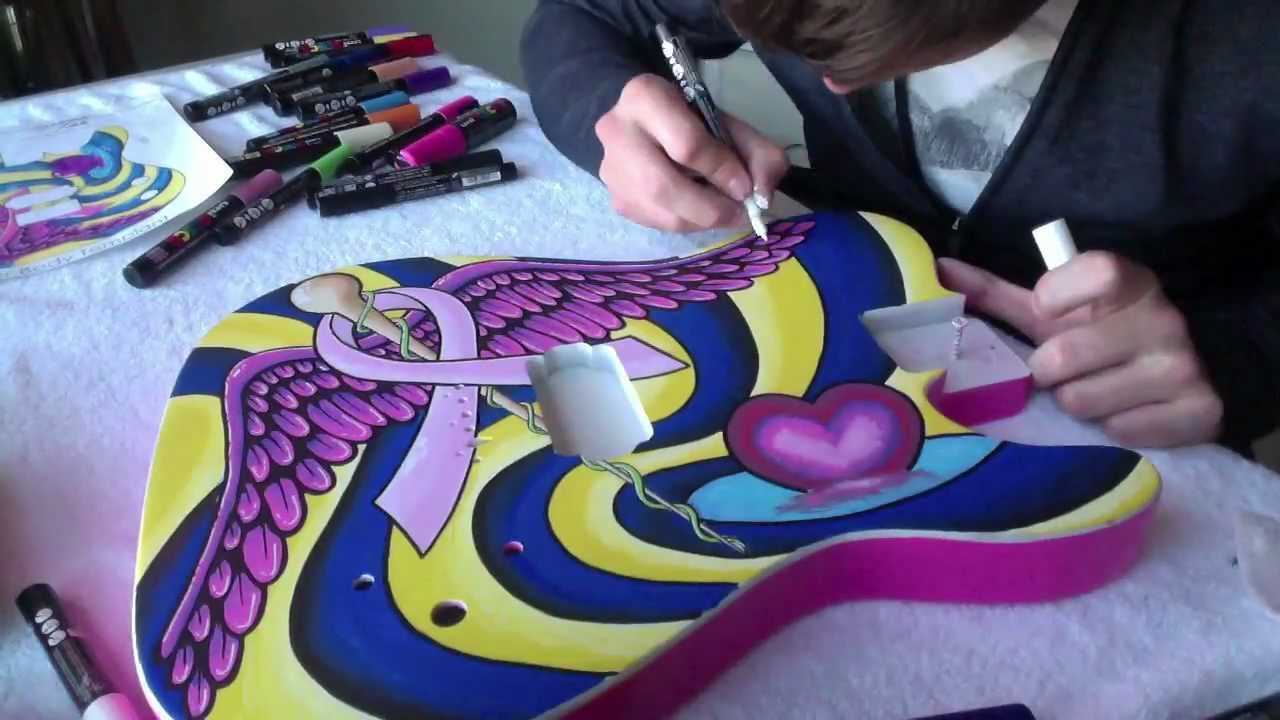 Guitar Painting for Breast Cancer Charity YouTube