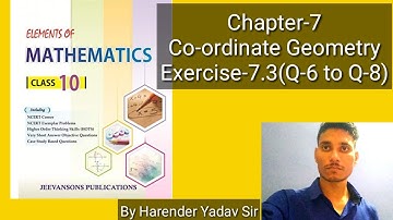 Exercise-7.3(Q-6 to Q-8) | Class-10th | Elements of Mathematics | Chapter-7(Co-ordinate Geometry).