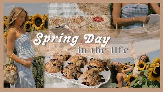 A SPRING DAY | blueberry & sunflower picking, garden updates, baking, & date night!