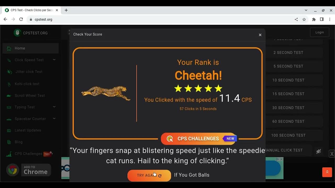 CPS Test - Check your clicks per second