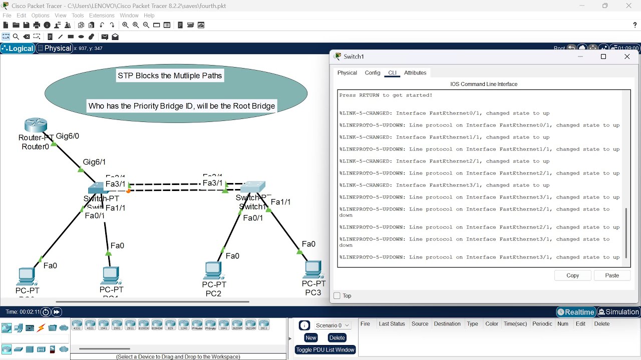 Spanning Tree Protocol using Packet Tracer. - YouTube