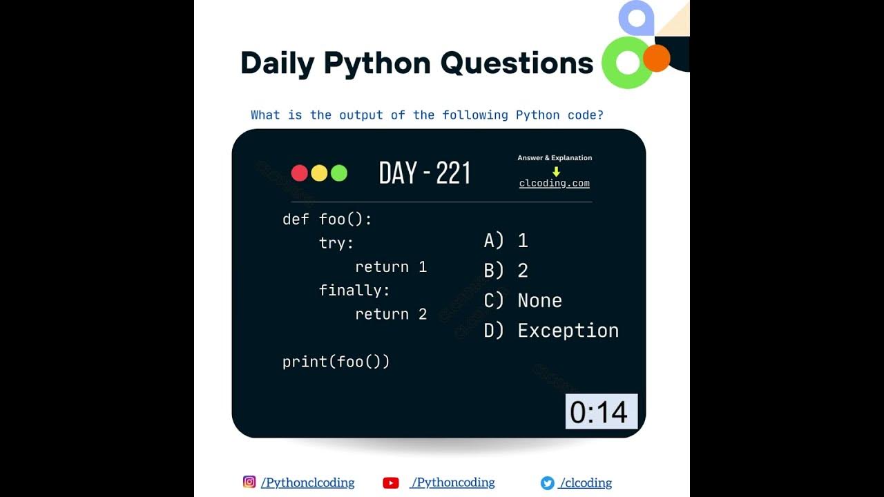 Python Coding challenge - Day 221 | What is the output of the following ...